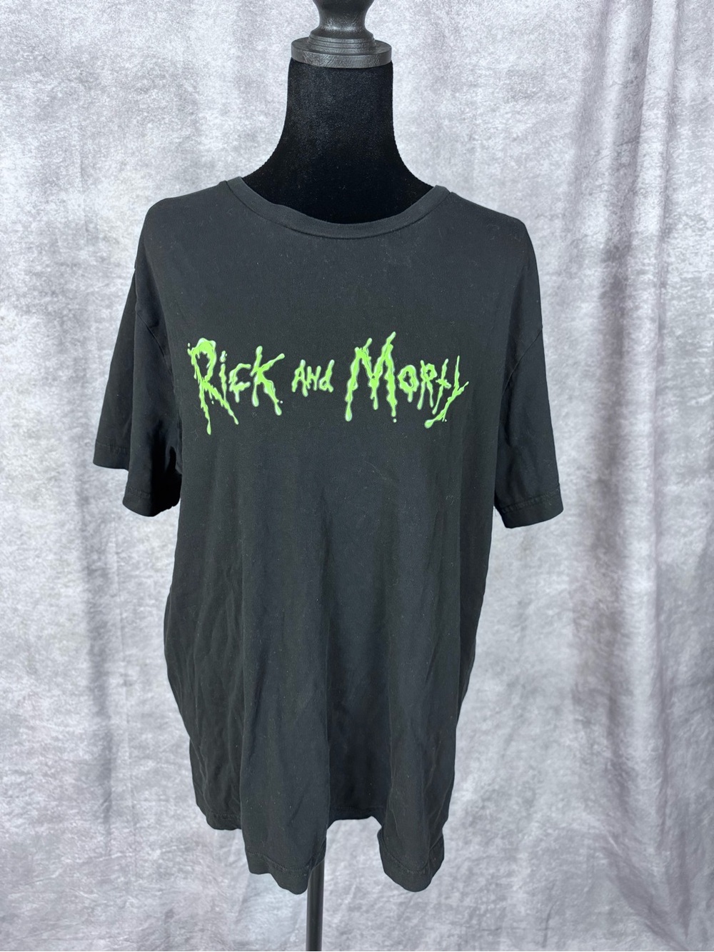 Rick and Morty Black Short-Sleeve Graphic Tee with Neon Green Logo